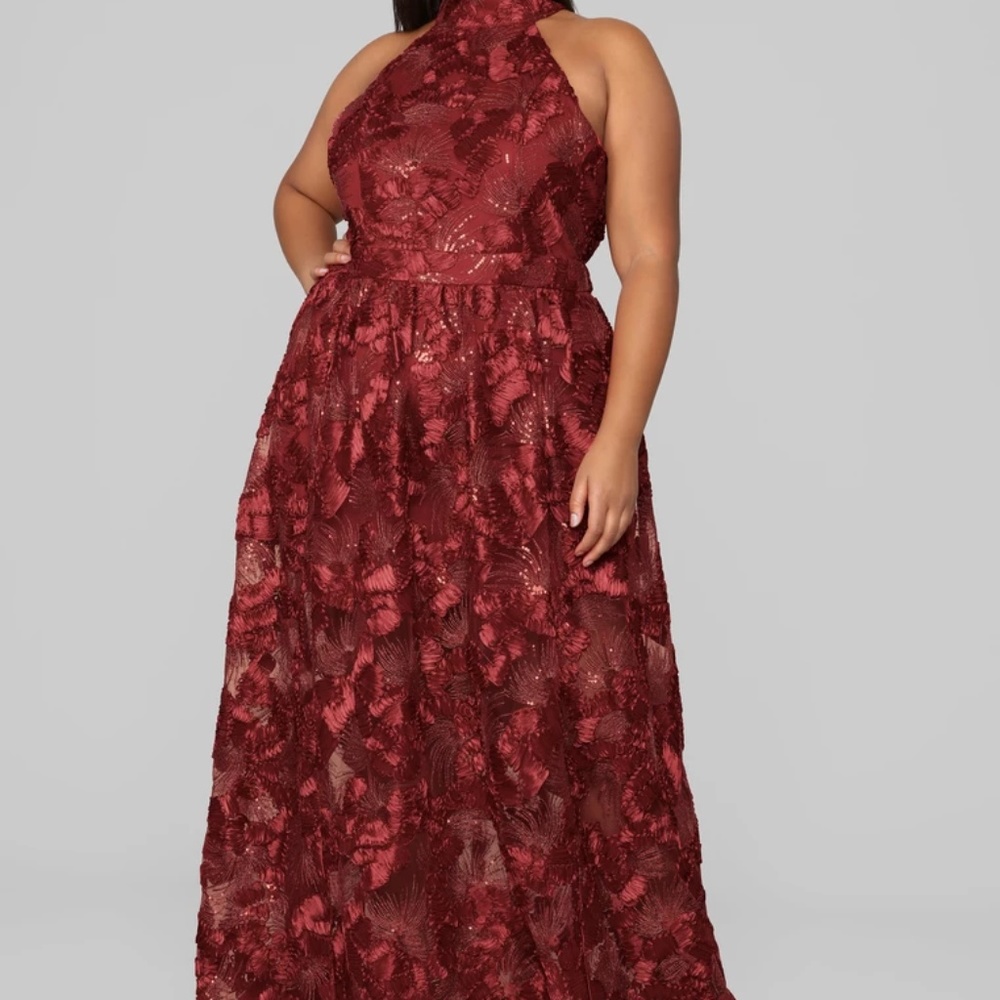 Fashion Nova Floral Sequin Embroidered Gown**NWT